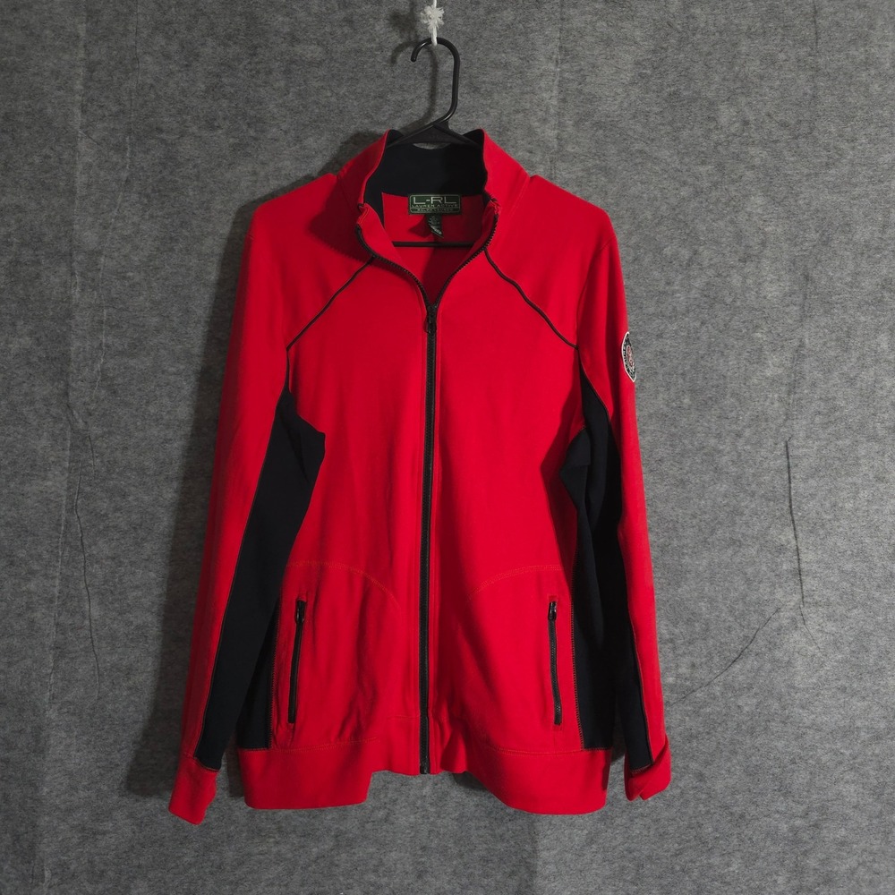 LRL Ralph Lauren Active Mens Sz XL Full Zip Jacket Red Black Pullover Sports